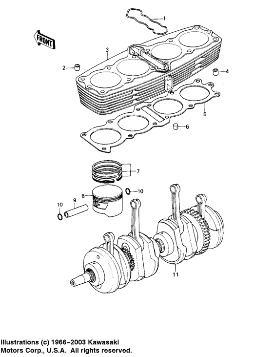 Cylinder/pistons/crankshaft