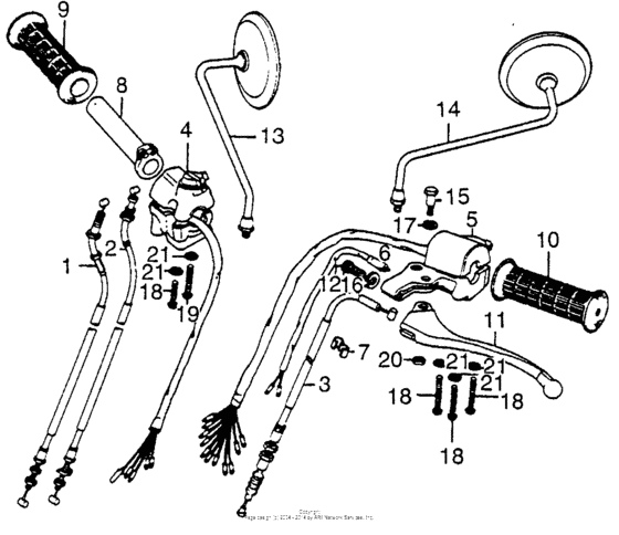 Handle switch + lever + cables