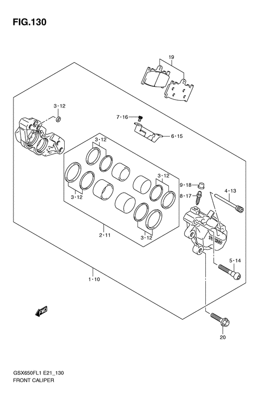 GSX650F Передний суппорт