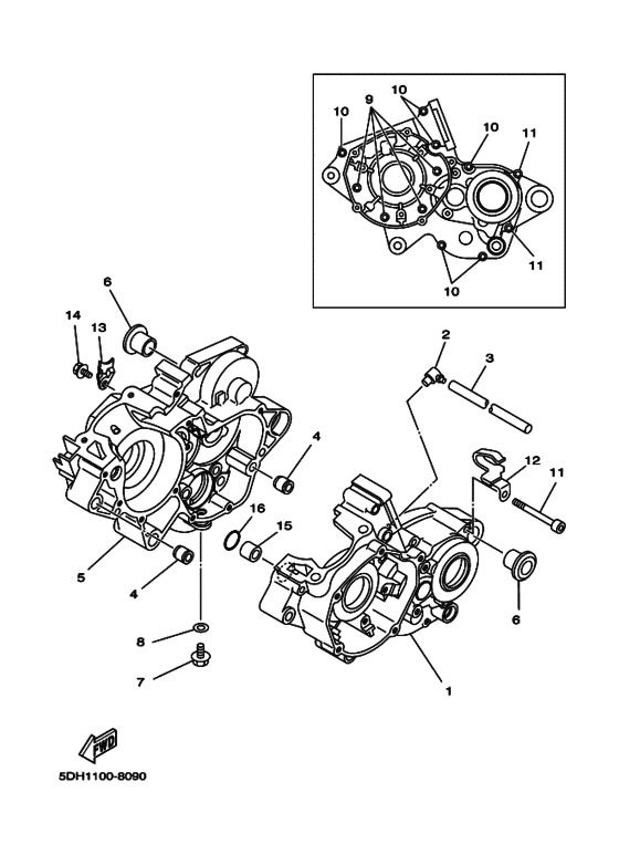 YZ125 Картер двигателя