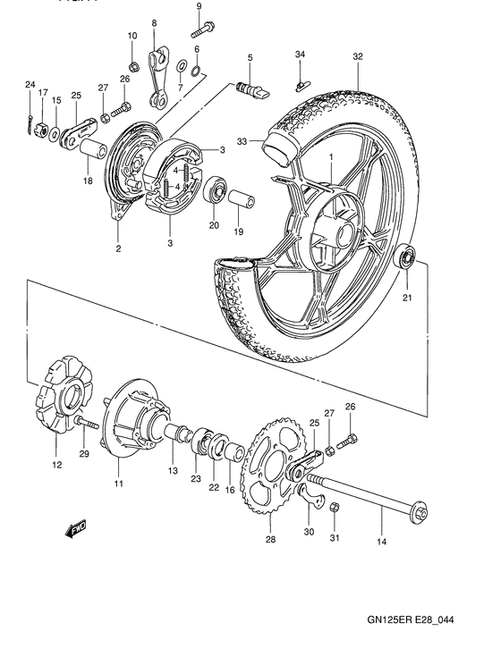 Rear wheel complete assy