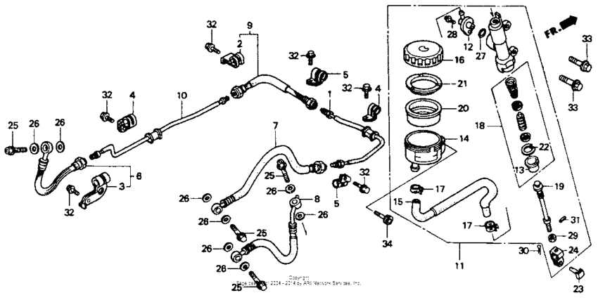 Rear brake master cylinder 1100a