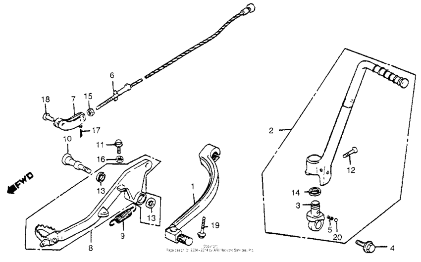 Shift pedal + kick starter arm + brake pedal 83