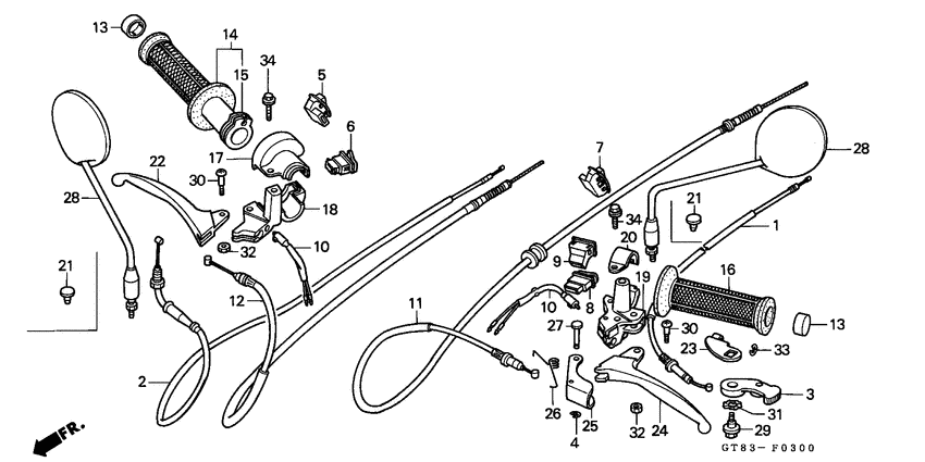 Handle lever/switch/cable