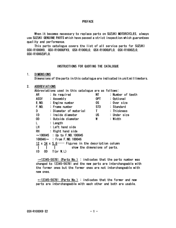 GSX-R1000 Catalog preface