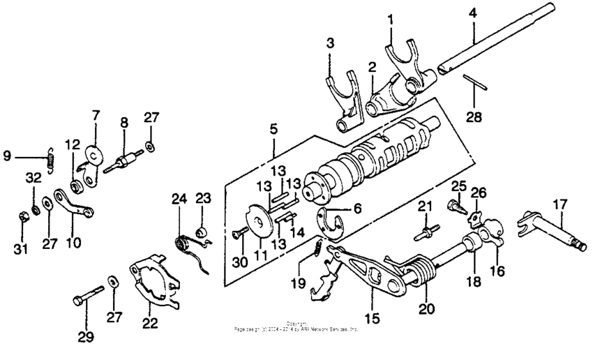 Shift drum + shift fork