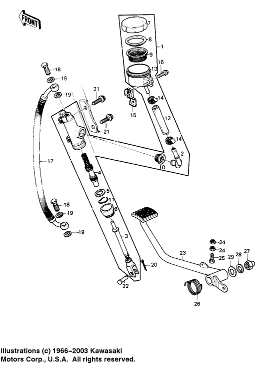 Rear master cylinder/brake pedal