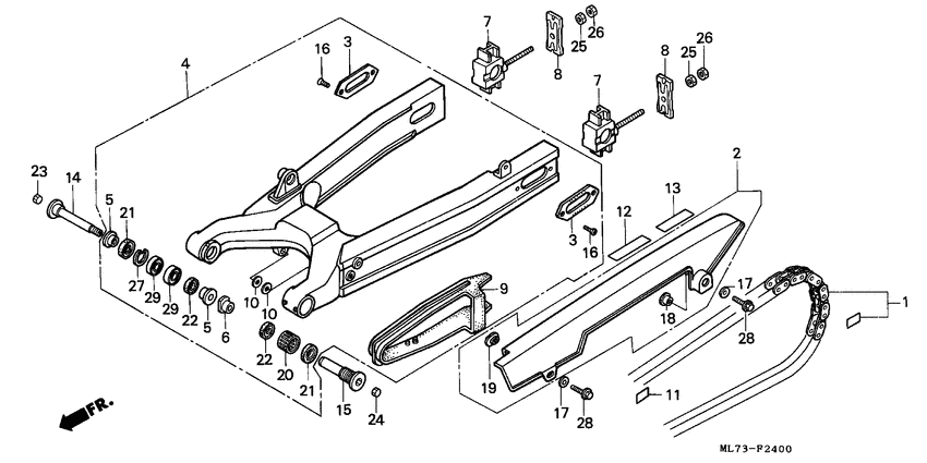 Swing arm/chain case