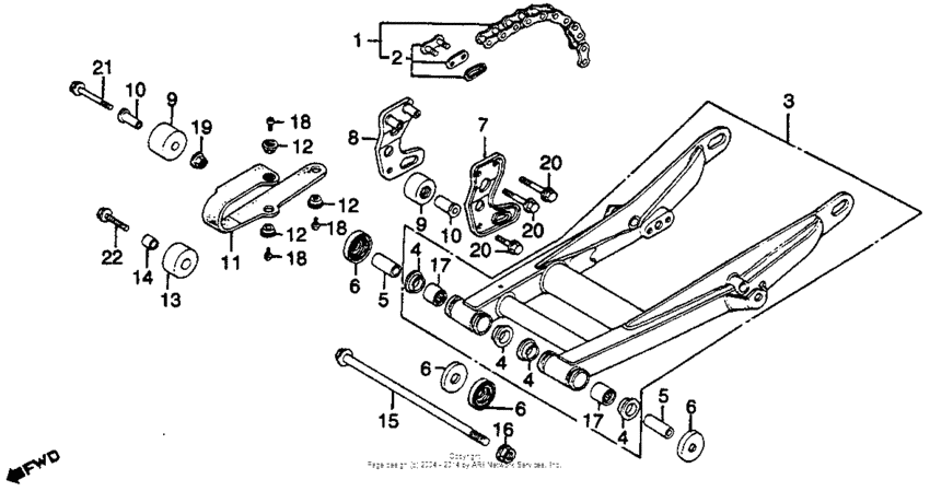Swingarm + drive chain 80