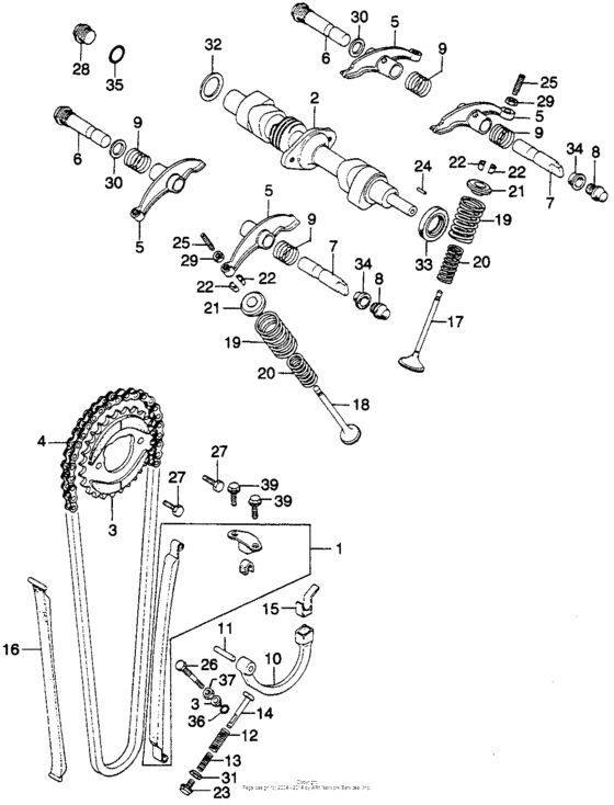 Camshaft + valve + tensioner