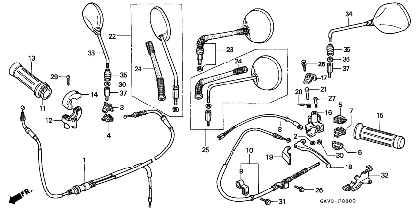 Cable/handle lever/switch