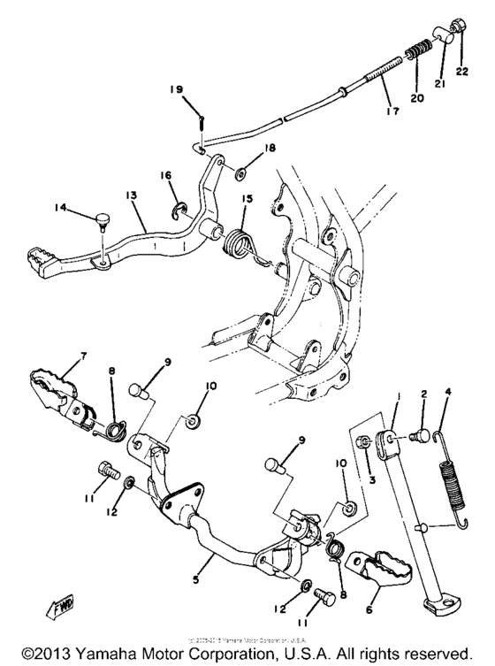 Stand footrest brake pedal