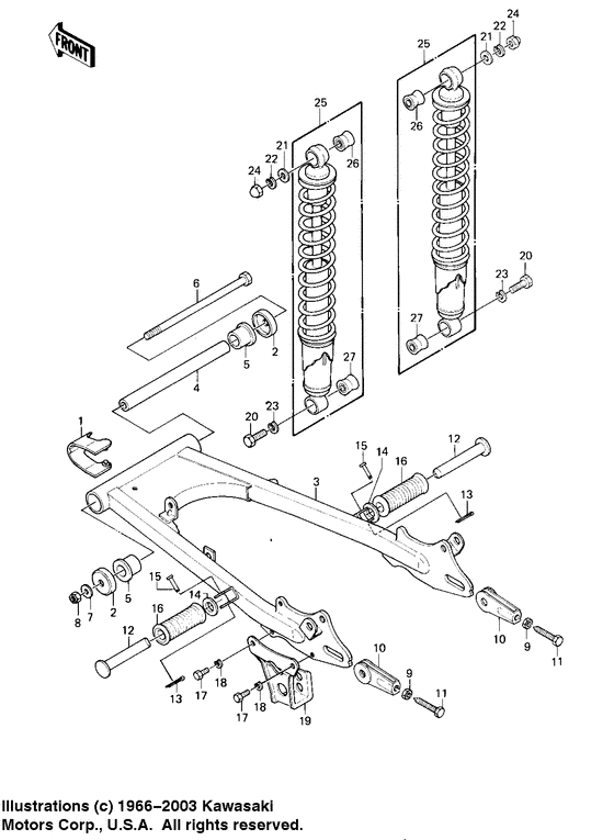 Swing arm/shock absorbers