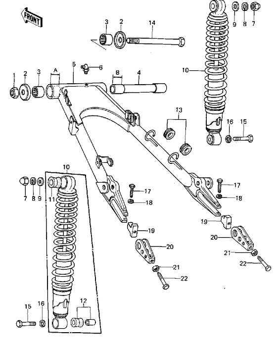Swing arm/shock absorbers