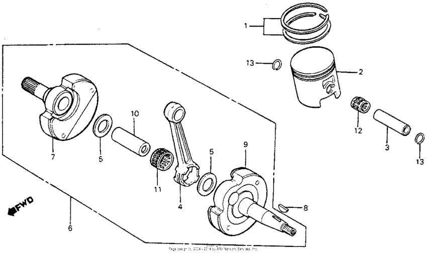 Crankshaft + piston 81-82