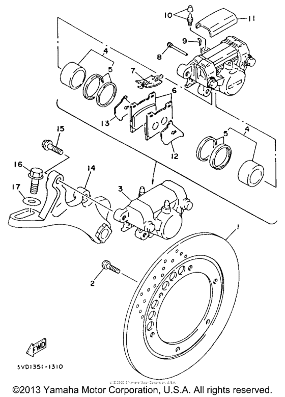 TDM850EC Задний суппорт