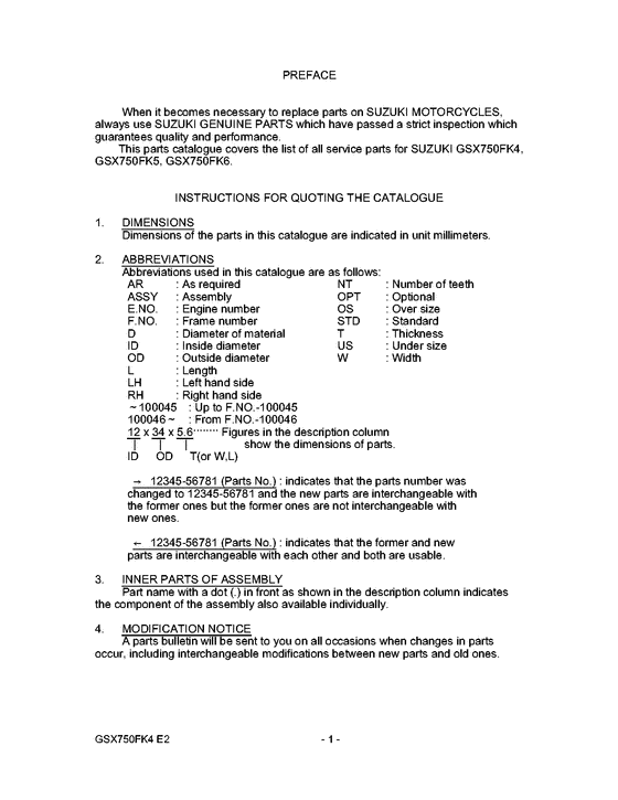 GSX750 Catalog preface