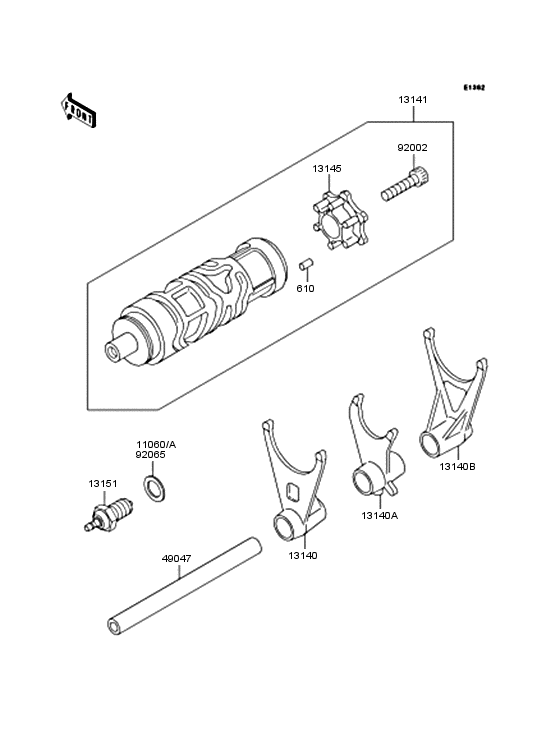 Gear change drum & forks