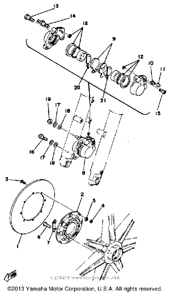Front disc brake caliper