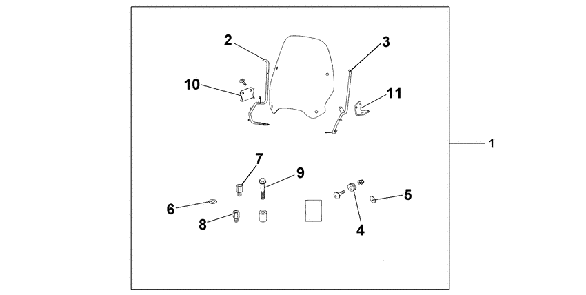 PES150 Windshield excl knuckle guards