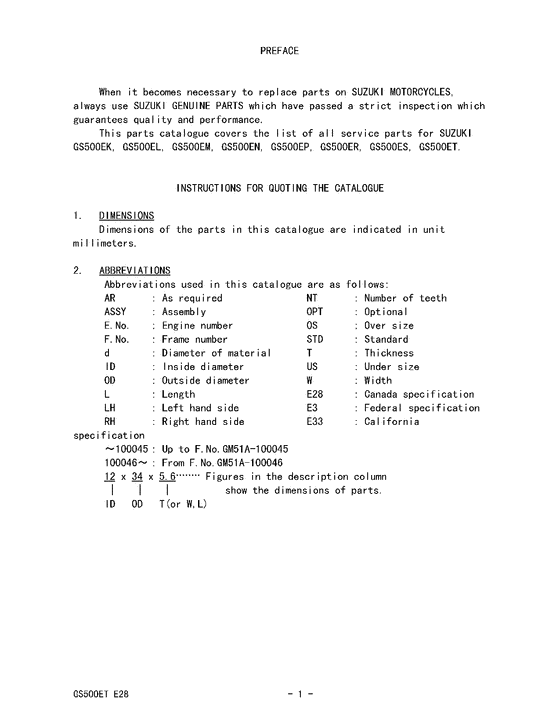 GS500 Catalog preface