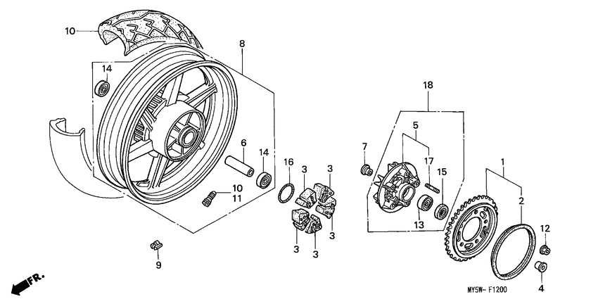 Rear wheel complete assy