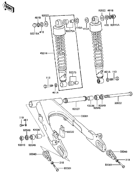Swing arm/shock absorbers