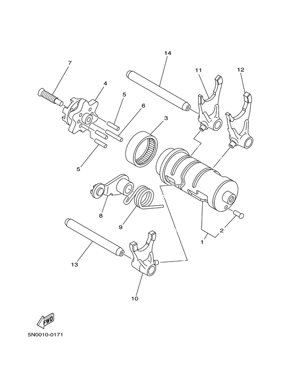 TW125 Shift cam. fork