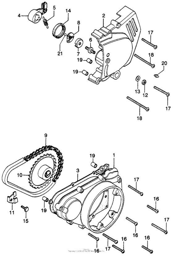 Left crankcase cover + starting chain