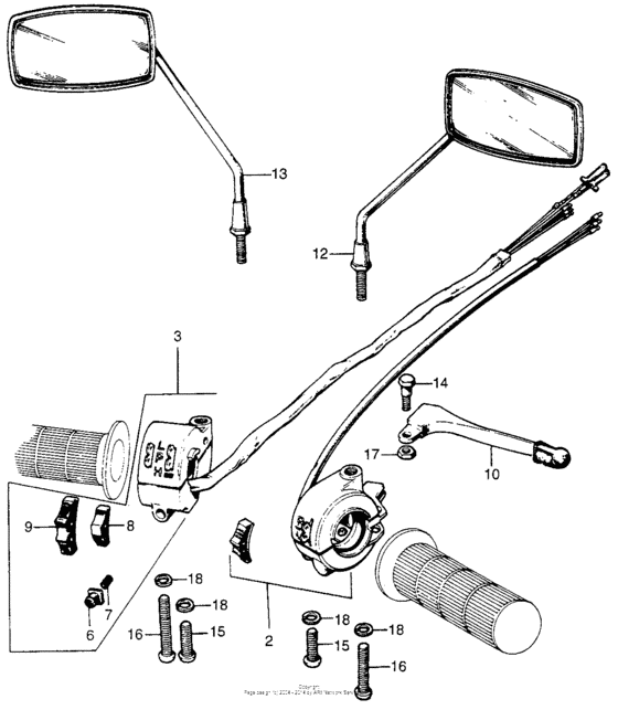 Horn + turn signal switch + mirrors