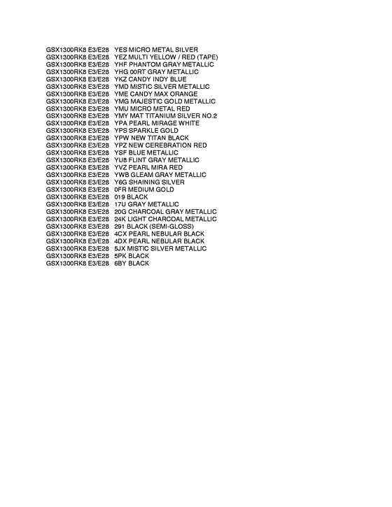 GSX1300R Color chart