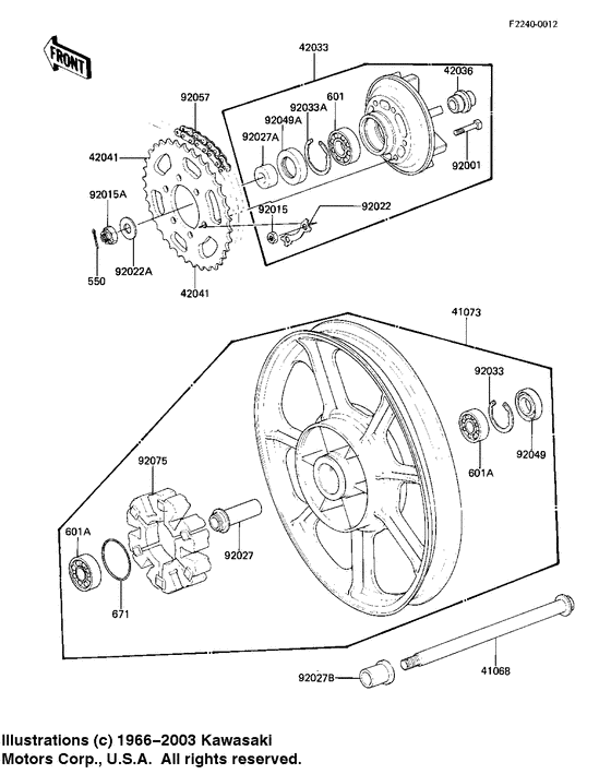 Rear wheel/hub/chain