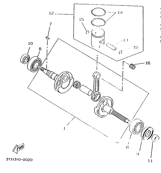 CW50R Коленчатый вал и поршни