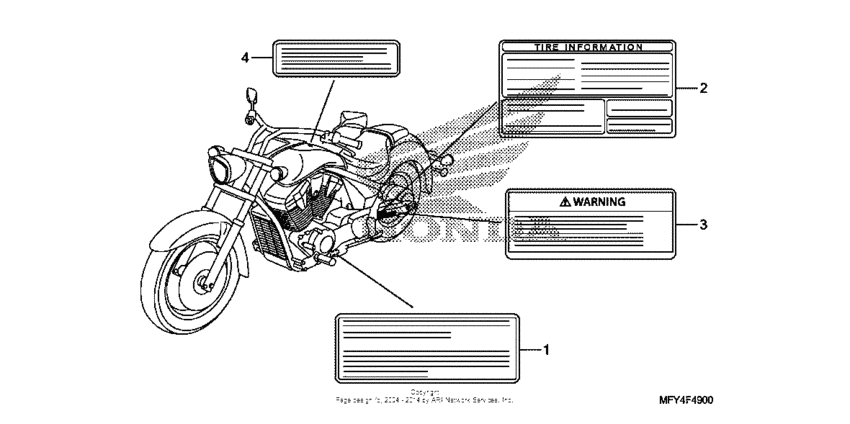VT1300CR (ABS) Лейбл предостережения