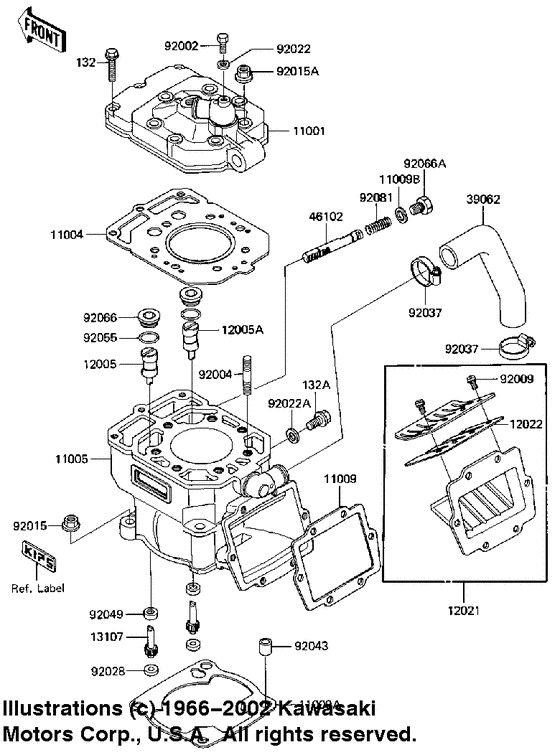 Cylinder head/cylinder/reed valve