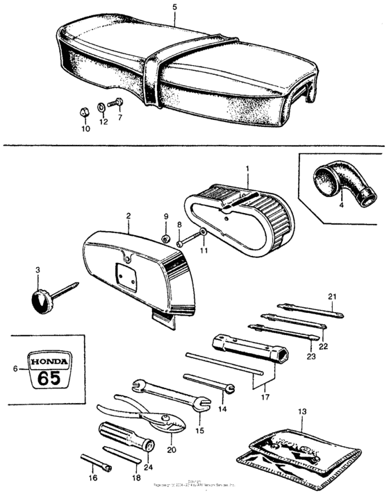 Seat + air cleaner + tool