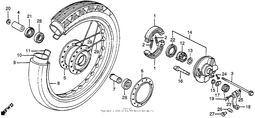 Front wheel + front brake panel
