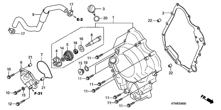 Right crankcase cover/ water pump