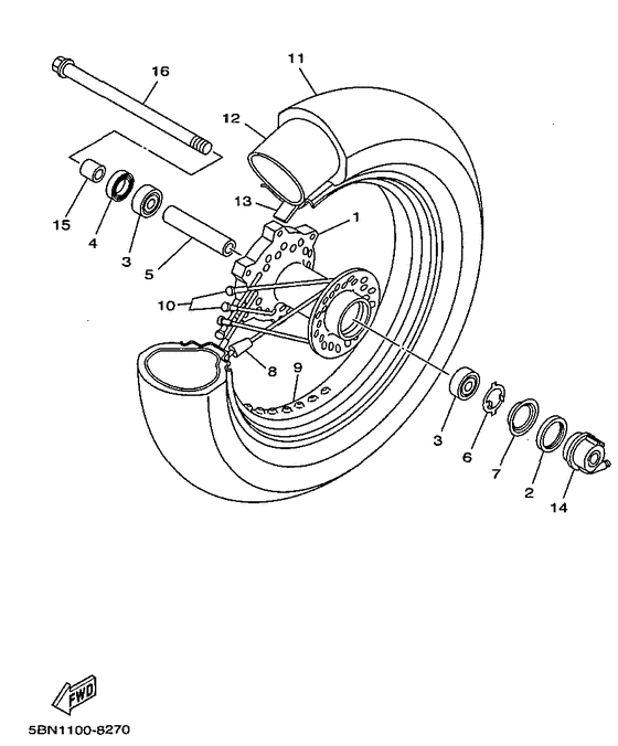 XVS650A Переднее колесо