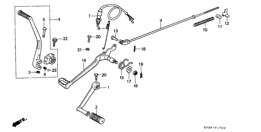 Pedal/kick starter arm