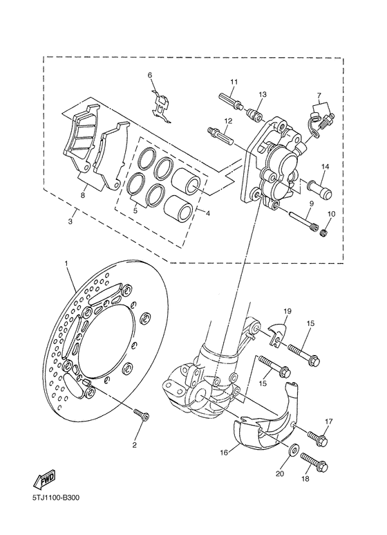 WR250F Передний суппорт