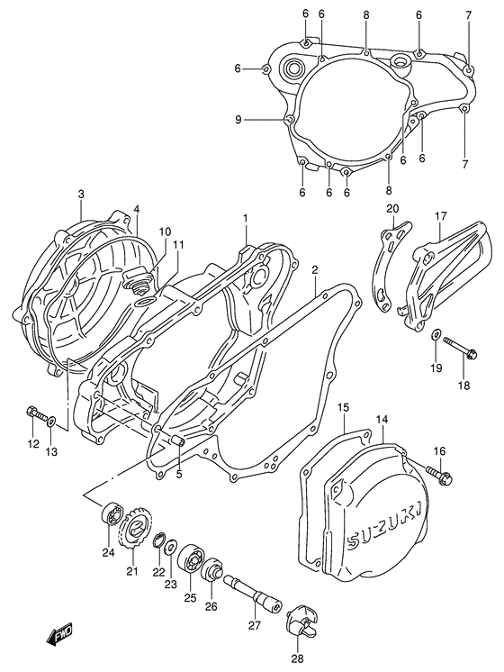 Crankcase cover- water pump