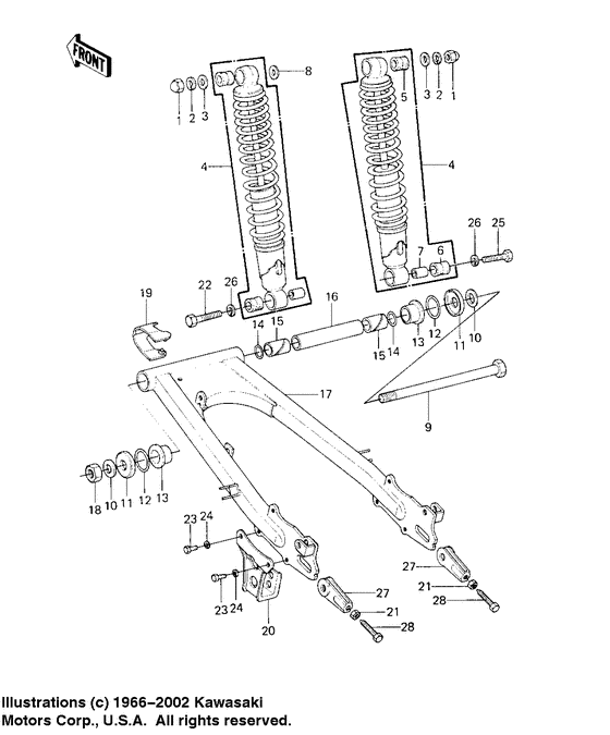 Swing arm/shock absorbers