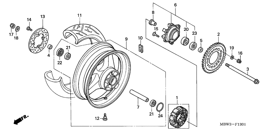 Rear wheel complete assy