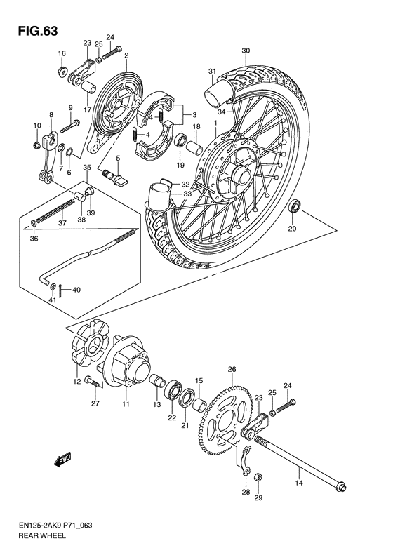 Rear wheel complete assy