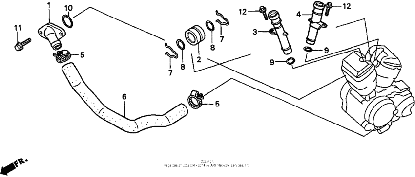 VT750C Патрубки охлаждения