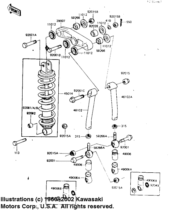 Rear suspension/shock absorber