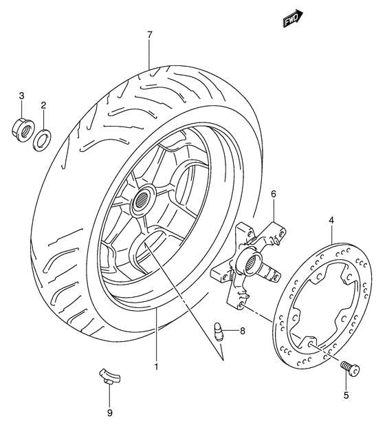 Rear wheel complete assy