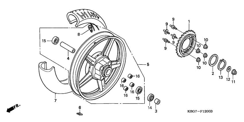 Rear wheel complete assy