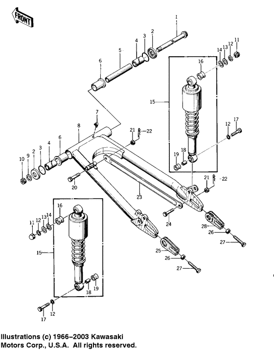 Swing arm/shock absorbers